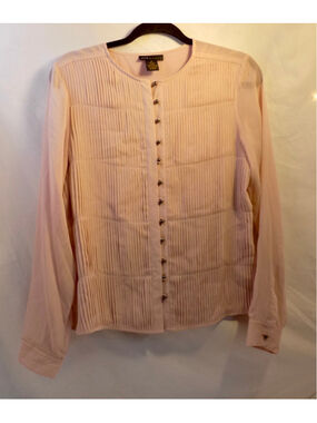 VTG Women's Grace Elements Silk Pleated Blouse Pink Size 6
